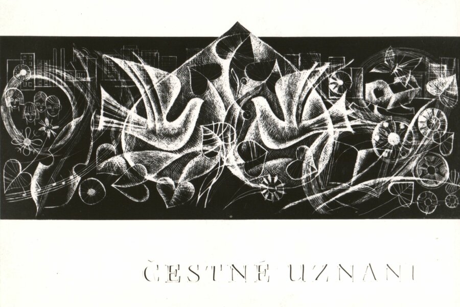 Jiřina Hartingerová – Tobolíková	 „Čestné uznání“ pro KNV Ostrava orig. škrábaná litografie